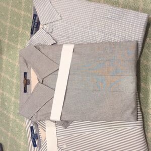 Three 17.5 34/35 Tommy Hilfiger men's dress shirts freshly dry cleaned. Stamped.